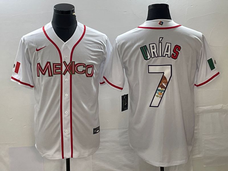 Men 2023 World Cub Mexico #7 Urias White Nike MLB Jersey76